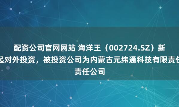 配资公司官网网站 海洋王（002724.SZ）新增一起对外投资，被投资公司为内蒙古元纬通科技有限责任公司